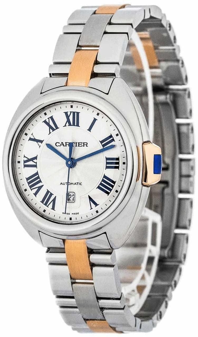 CARTIER Cle 31MM 18K Rose Gold Sapphire Crystal Women’s Watch W2CL0004