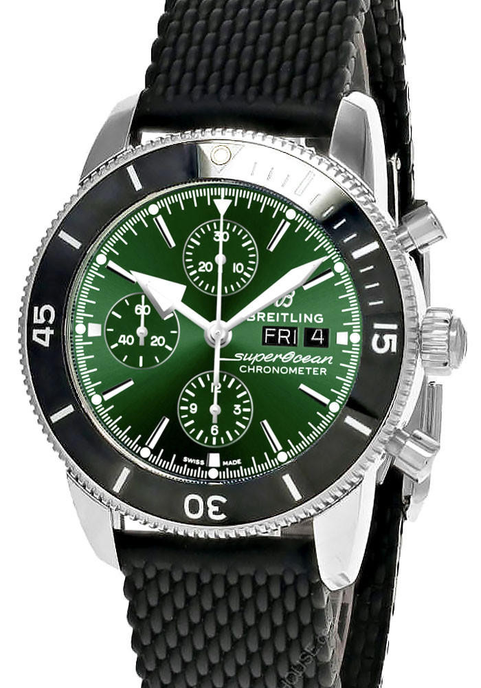 BREITLING Superocean Heritage 44MM Green Dial Rubber Men’s Watch A13313121L1S1