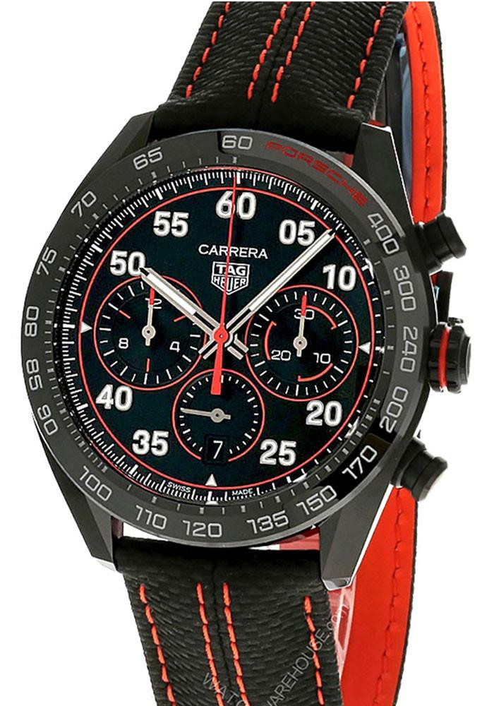 TAG HEUER Carrera Porsche Orange Racing AUTO 44MM Leather Men’s Watch CBN2A1M.FC6526