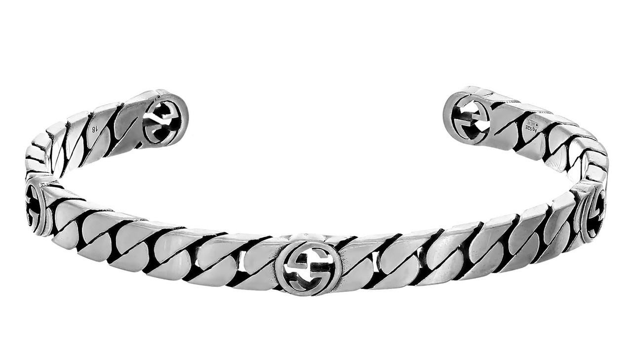 GUCCI Interlocking G Cuff Sterling Silver Bracelet