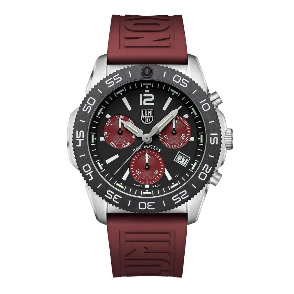 LUMINOX Pacific Diver Chronograph 44MM Men’s Burgundy Rubber Watch XS.3155.1 / XS31551