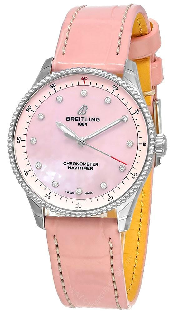 BREITLING Navitimer Quartz 32MM Pink 12 Diamond Dial Women’s Watch A77320D91K1P1