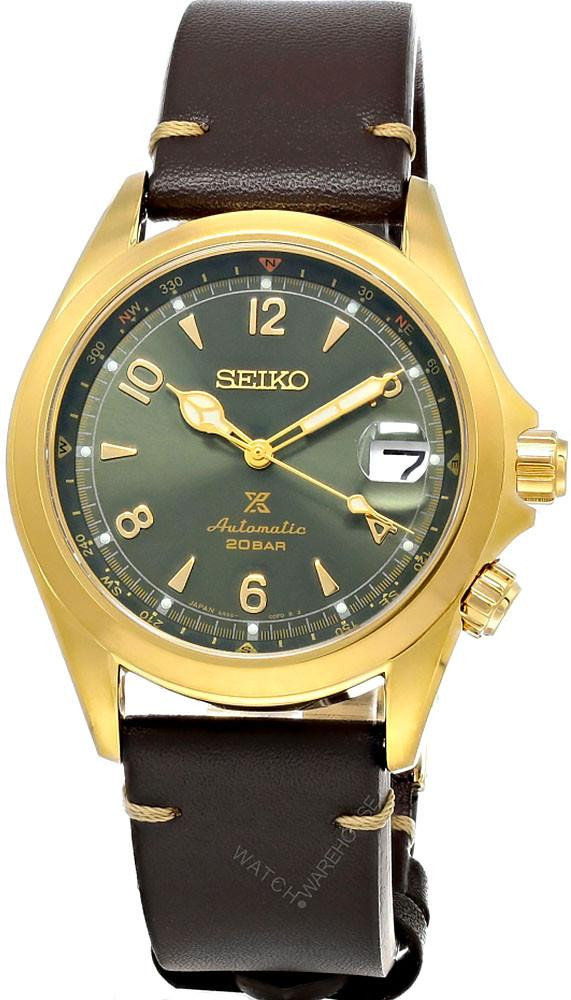 SEIKO Prospex Automatic 39.5MM Green Dial Brown Leather Men’s Watch SPB210