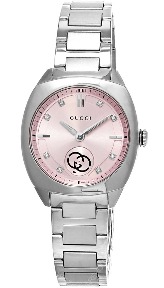 GUCCI G-Timeless Quartz SS 29MM Pink Diamond Dial Women’s Watch YA142511