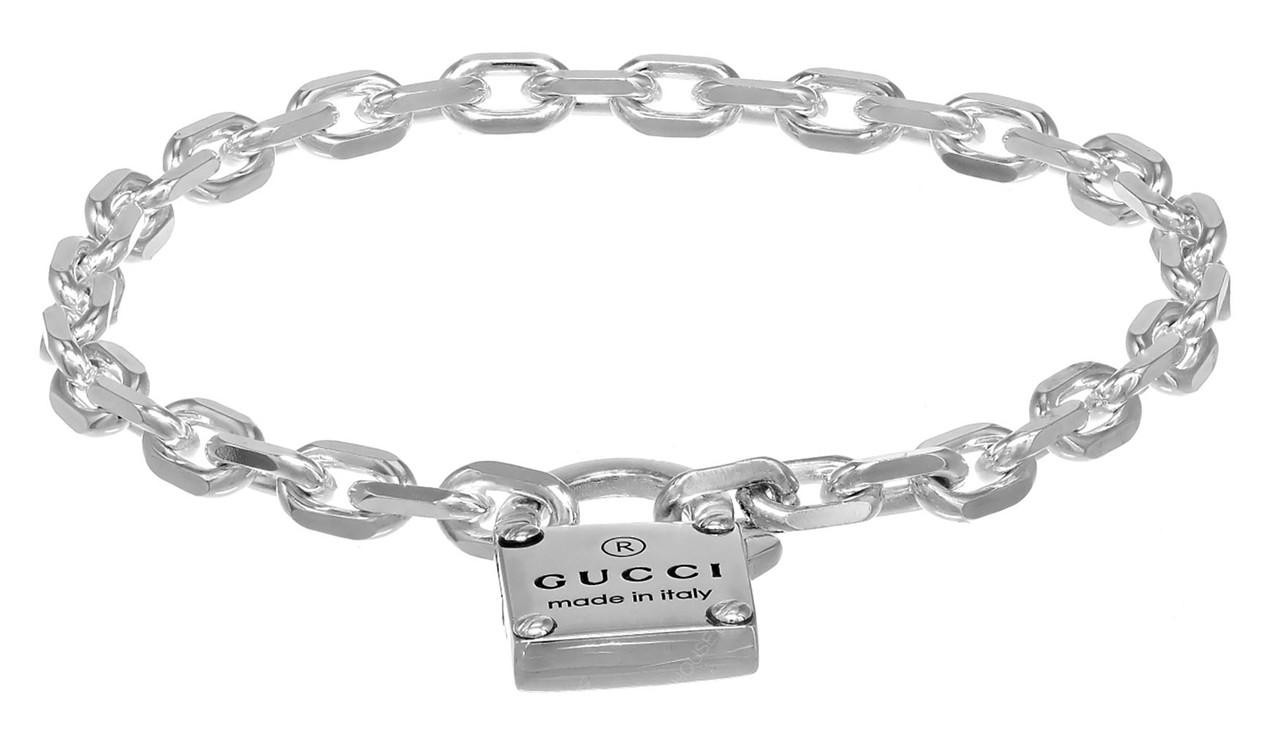 GUCCI Trademark Padlock Sterling Silver Bracelet YBA796341001