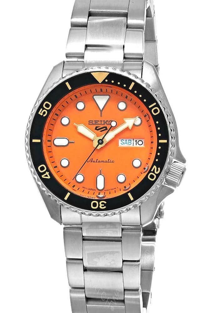 SEIKO 5 Sports SKX Mid-Size Automatic 38MM Orange Dial Men’s Watch SRPK35