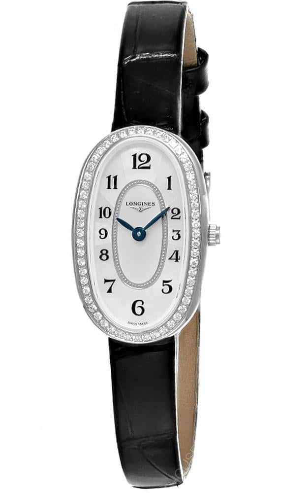 Symphonette Quartz Oval 56 Diamond Bezel Leather Women’s Watch .